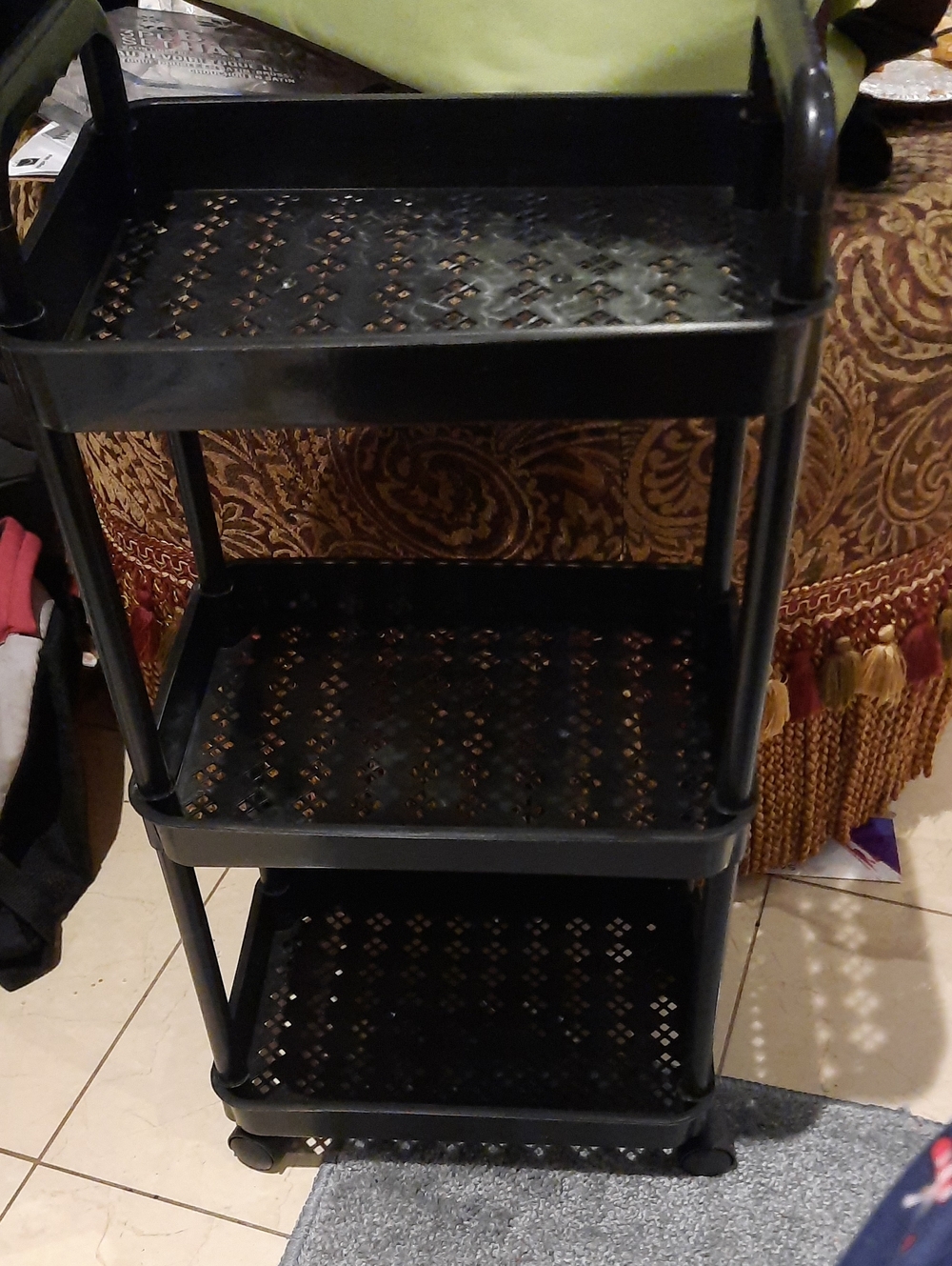 Brand New 3-Tier Black Hard Plastic Rolling Utility Cart "Organization" Wheels